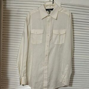 Sean John cream button down linen shirt
